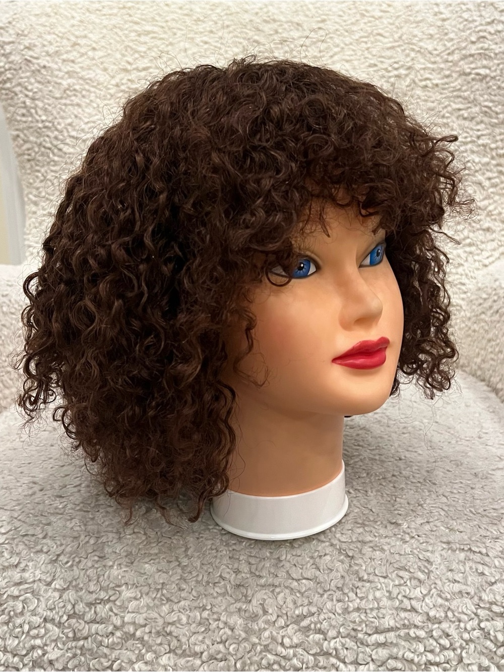 GORGIUS Kinky Curly Human Hair Wig Brown Short Wig